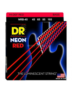 DR NRB45 Juego Bajo 4 cuerdas NEON Red 45-105