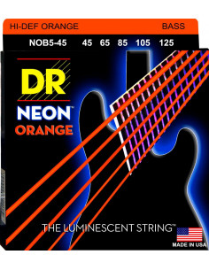 DR Bajo 5 cuerdas NEON Orange 45-125