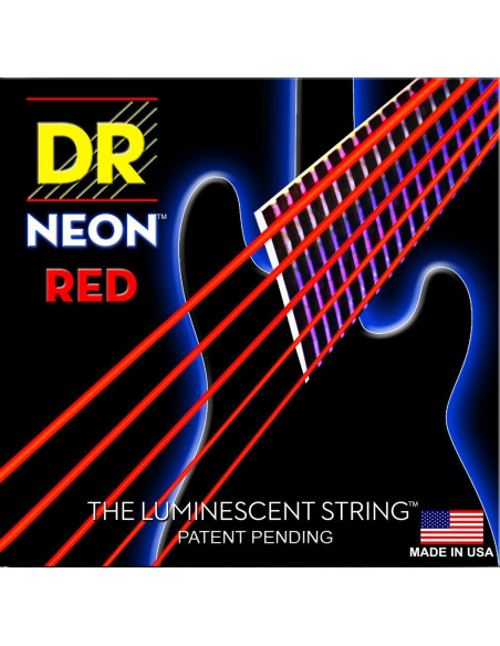 DR Bajo 5 cuerdas NEON Red 45-125