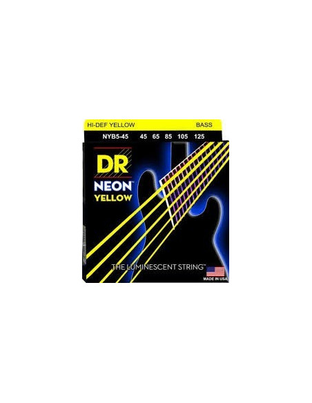 DR Bajo 5 cuerdas NEON Yellow 45-125