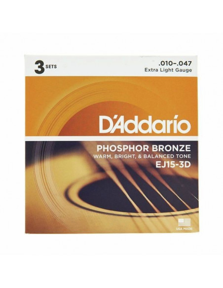 DADDARIO EJ15-3D PHOSPHOR BRONZE 10-47 3 SET PACK