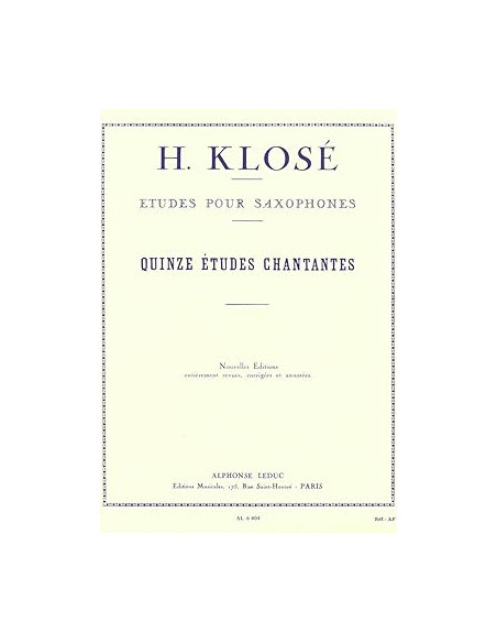 Hyacinthe klose - quinze etudes chantantes pour saxophones