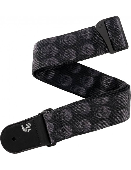 D'addario guitar strap Skulls Black Tubular