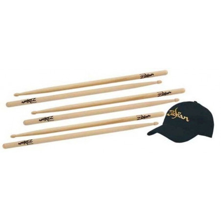 Zildjian Pack 3 pares Baqueta 5A + Gorra de Regalo