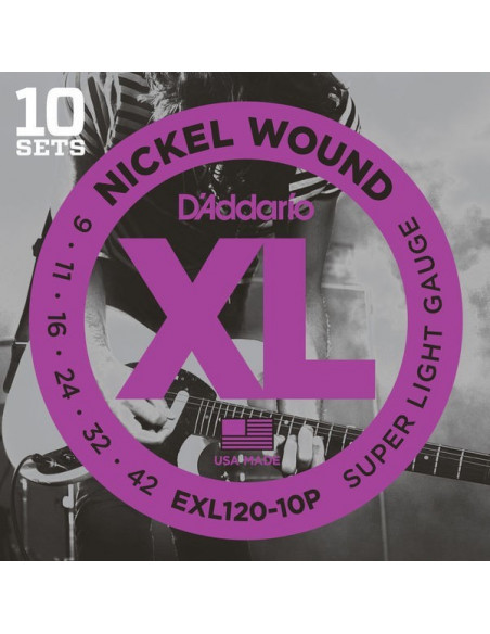 Pack 10 Cuerdas DAddario EXL120-10P (09-42)